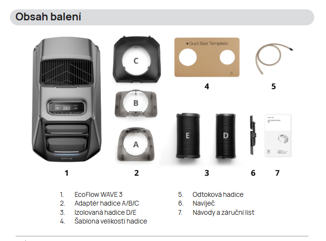 Obsah balení Ecoflow Wave 3